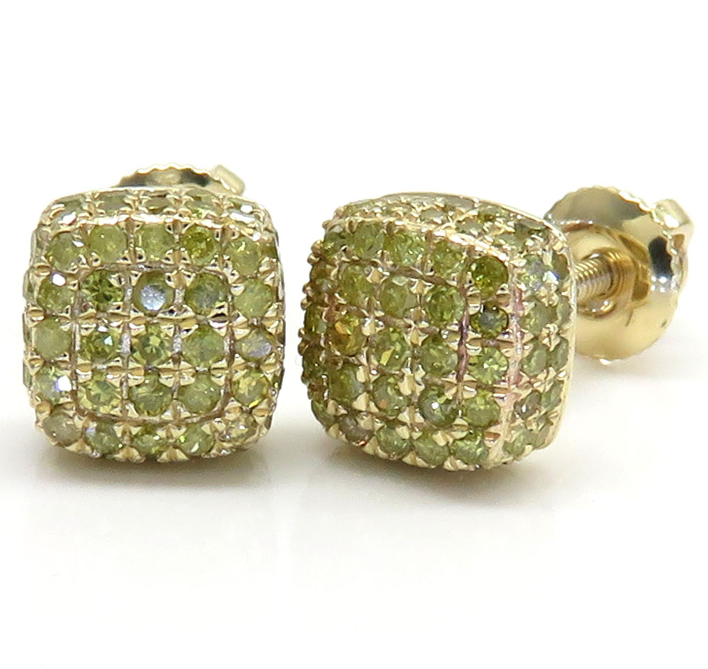 10k yellow gold canary 7 row cube diamond earrings 0.55ct