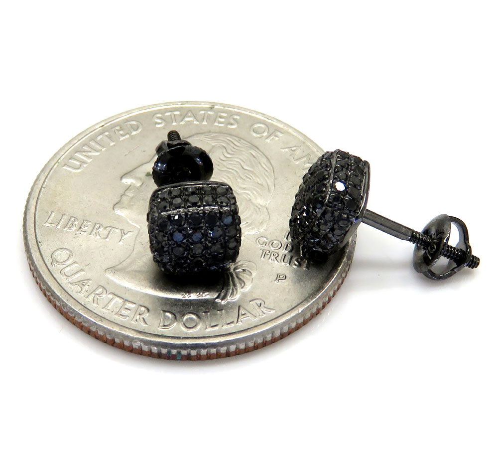 14k black gold black diamond 5 row cube earrings 0.50ct