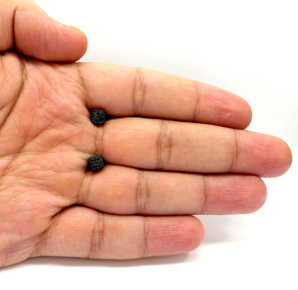 14k black gold black diamond 5 row cube earrings 0.50ct - Image 4