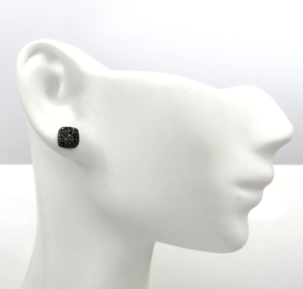 14k black gold black diamond 5 row cube earrings 0.50ct