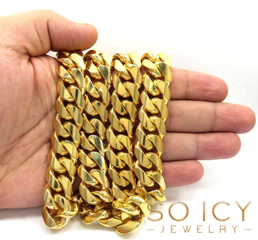 10k yellow gold big miami chain 30 inch 16mm wide 