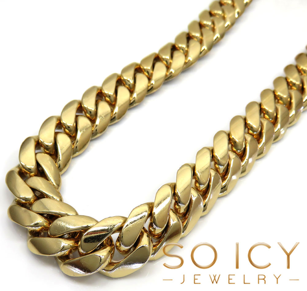 10k yellow gold two sided diamond miami chain 30 inch 14.5mm  - Image 2