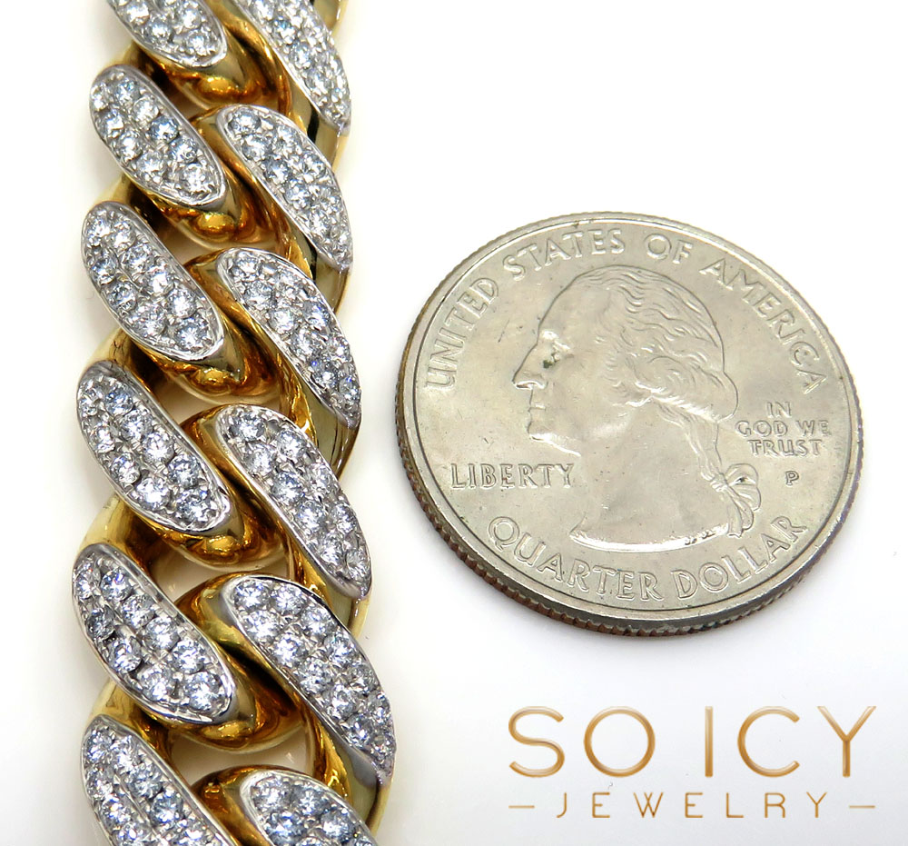 10k yellow gold two sided diamond miami chain 30 inch 14.5mm 