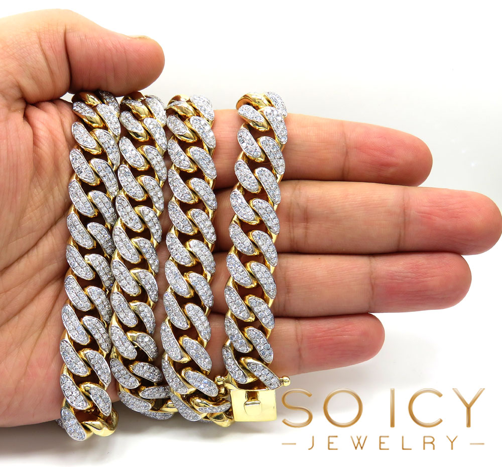 10k yellow gold two sided diamond miami chain 30 inch 14.5mm  - Image 5