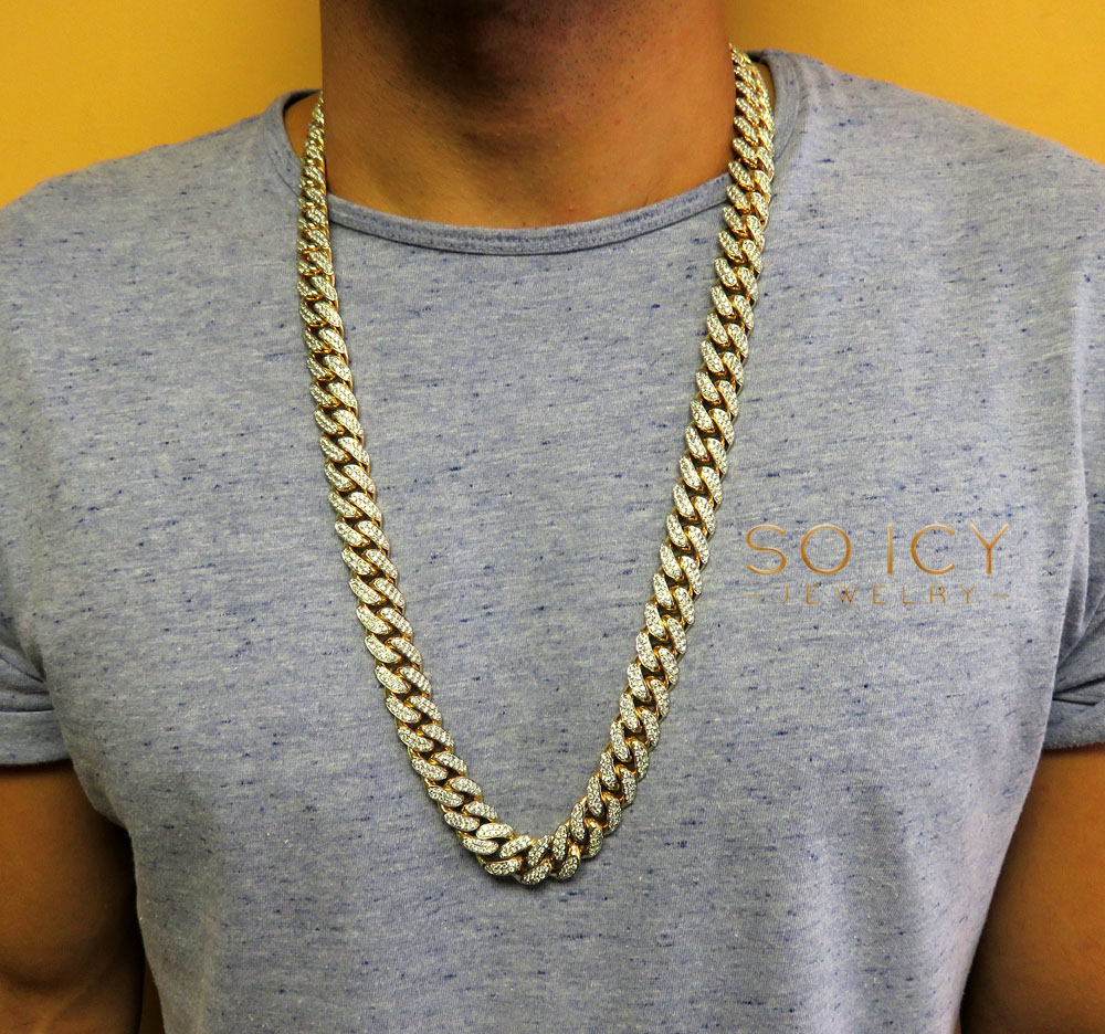 10k yellow gold two sided diamond miami chain 30 inch 14.5mm 