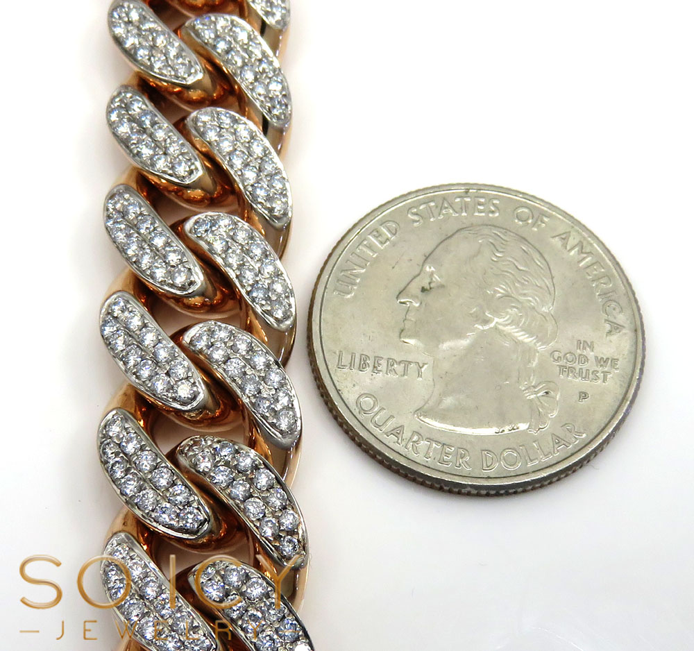 10k rose gold two sided diamond miami chain 30 inch 13.8mm - Image 3
