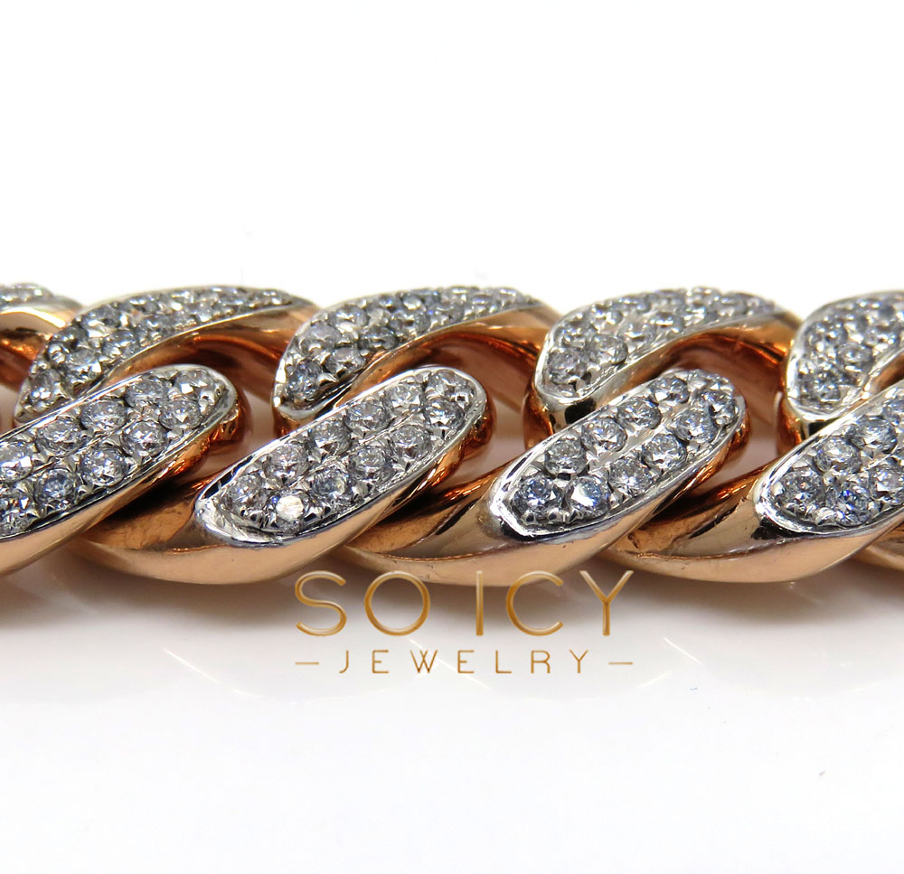 10k rose gold two sided diamond miami chain 30 inch 13.8mm 