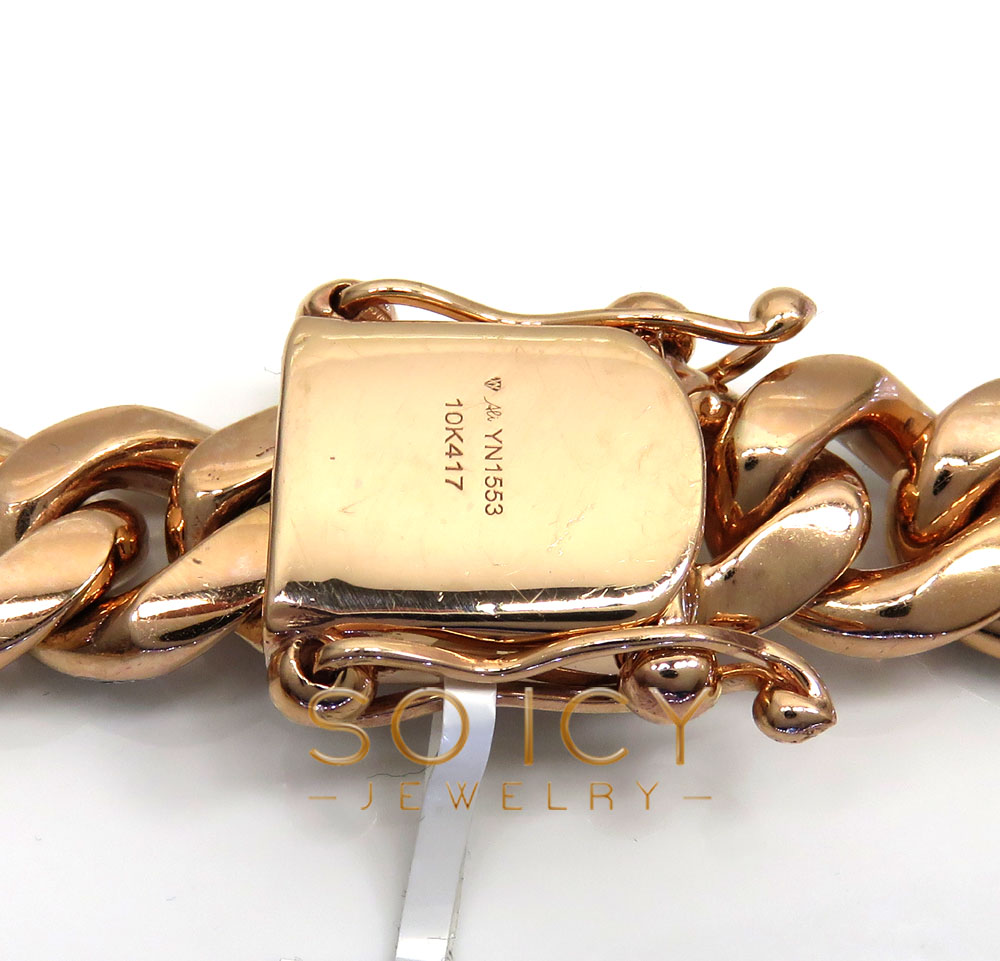 10k rose gold two sided diamond miami chain 30 inch 13.8mm 