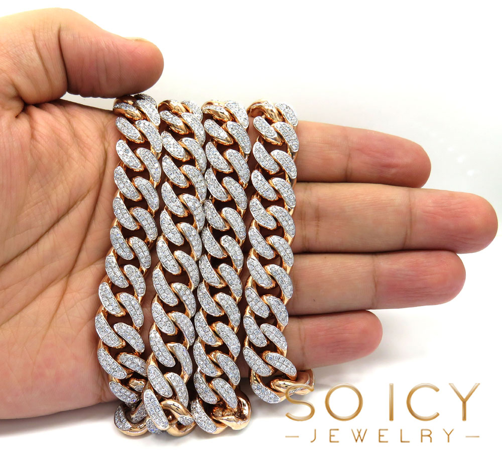 10k rose gold two sided diamond miami chain 30 inch 13.8mm - Image 7