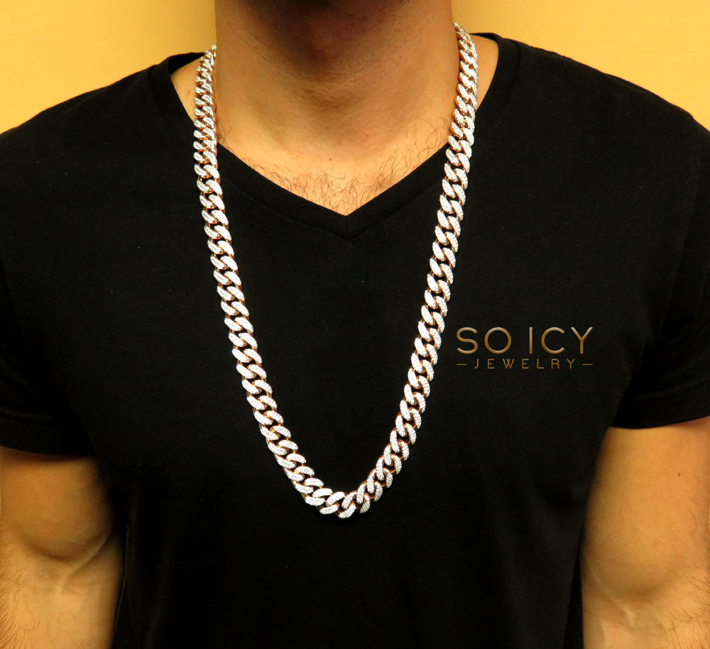 10k rose gold two sided diamond miami chain 30 inch 13.8mm - Image 8