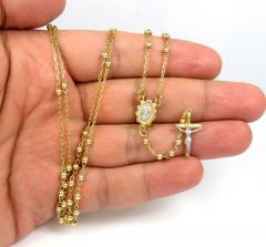 10k yellow gold smooth bead super skinny rosary chain 26 inch 3mm