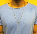 10k yellow gold smooth bead super skinny rosary chain 26 inch 3mm