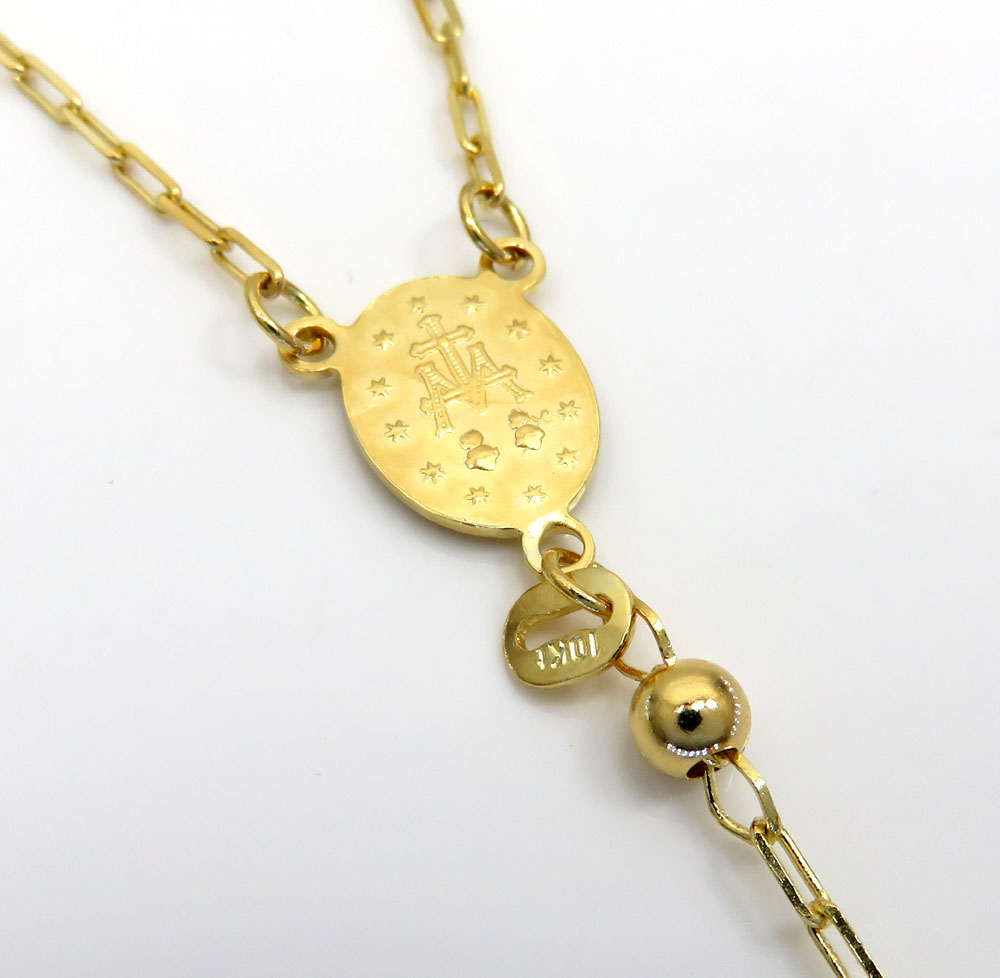 10k yellow gold smooth bead skinny rosary chain 26 inch 4mm - Image 3