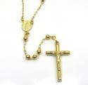 10k yellow gold smooth bead skinny rosary chain 26 inch 4mm