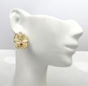 10k yellow gold two tone ruby red pharaoh earrings 0.10ct