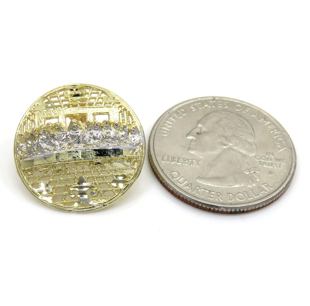 10k yellow gold two tone twelve disciples last supper earrings  - Image 3