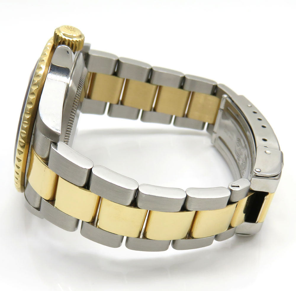 18k yellow gold and stainless steel mens rolex 40mm submariner watch 