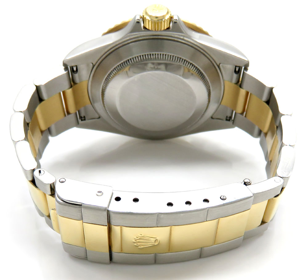 18k yellow gold and stainless steel mens rolex 40mm submariner watch 