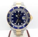 18k yellow gold and stainless steel mens rolex 40mm submariner watch 