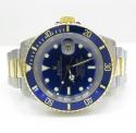 18k yellow gold and stainless steel mens rolex 40mm submariner watch 