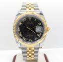 18k yellow gold and stainless steel mens rolex 36mm datejust watch