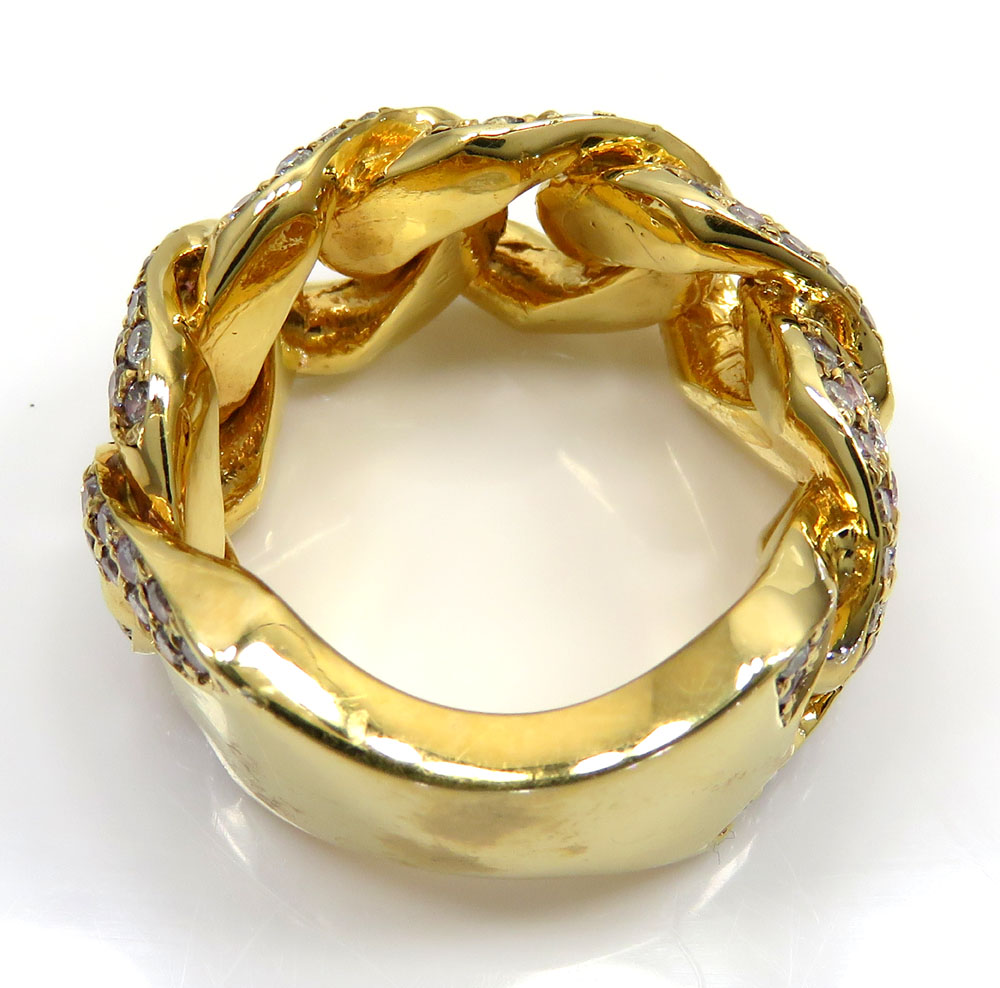 14k yellow gold fancy diamond cuban ring 3.50ct - Image 3