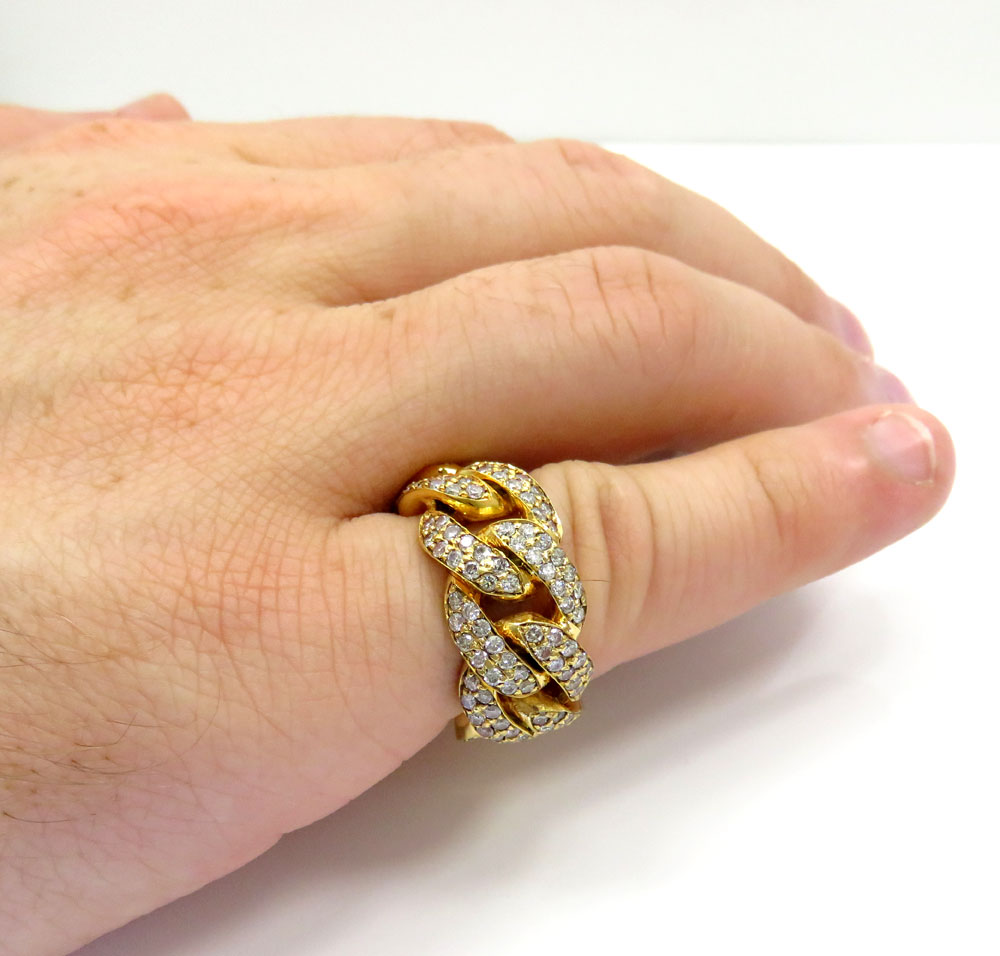 14k yellow gold fancy diamond cuban ring 3.50ct - Image 5