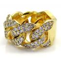 14k yellow gold fancy diamond cuban ring 3.50ct