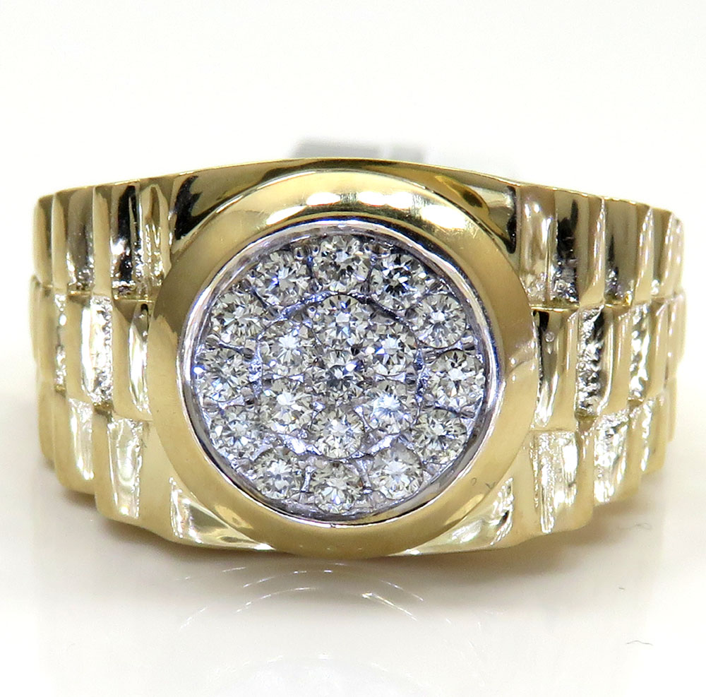 14k yellow gold diamond double arch presidential ring 0.45ct 