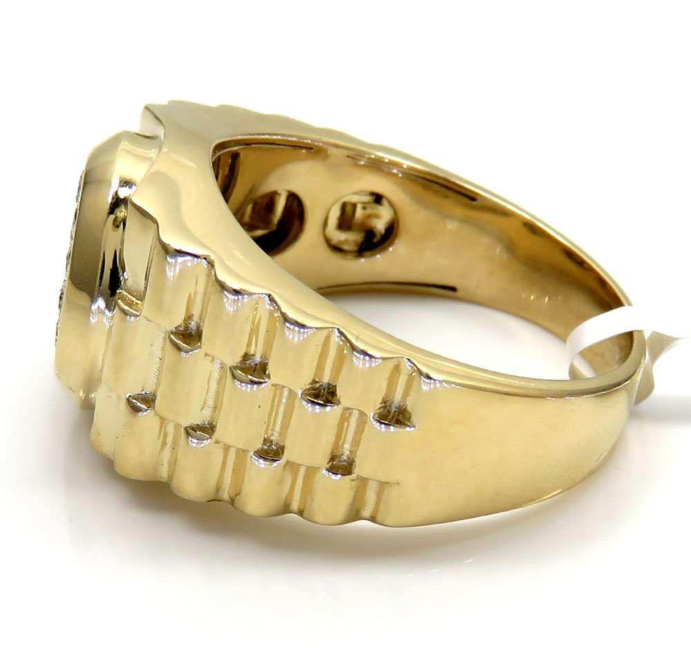 14k yellow gold diamond double arch presidential ring 0.45ct 