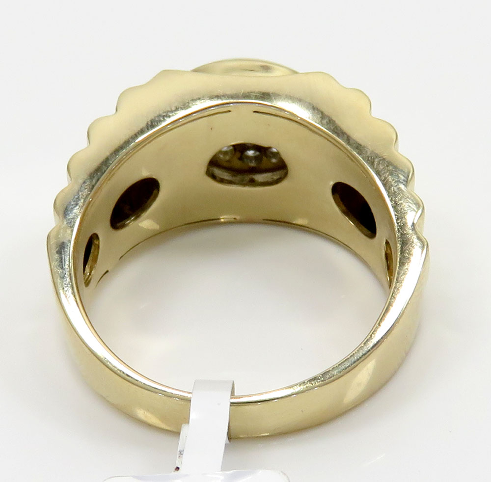 14k yellow gold diamond double arch presidential ring 0.45ct 