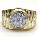 14k yellow gold diamond double arch presidential ring 0.45ct 