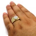 14k yellow gold diamond double arch presidential ring 0.45ct 