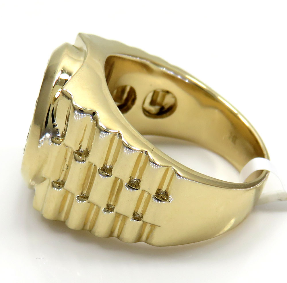 14k yellow gold diamond double arch presidential ring 1.05ct - Image 3