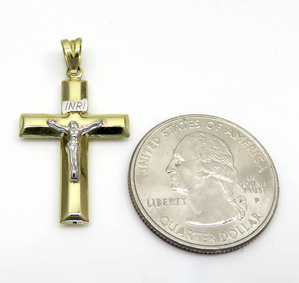 Buy 14k Yellow Gold Short Jesus Tube Cross Pendant Online at SO ICY JEWELRY