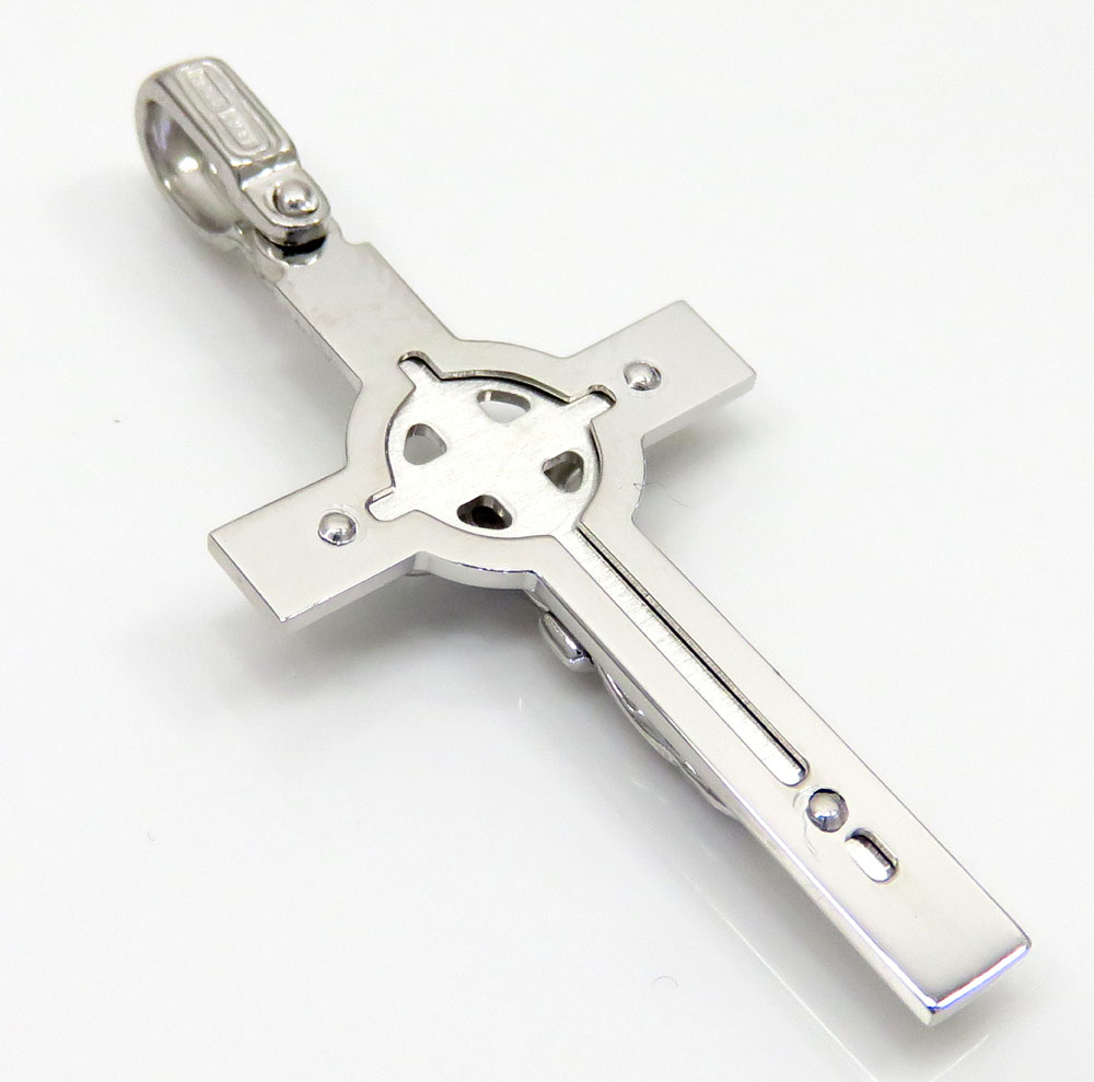 14k two tone double cross jesus pendant  - Image 8