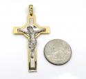 14k two tone double cross jesus pendant 