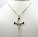 14k two tone double cross jesus pendant 