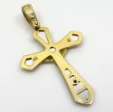 14k yellow and white gold two tone fancy edged cross 