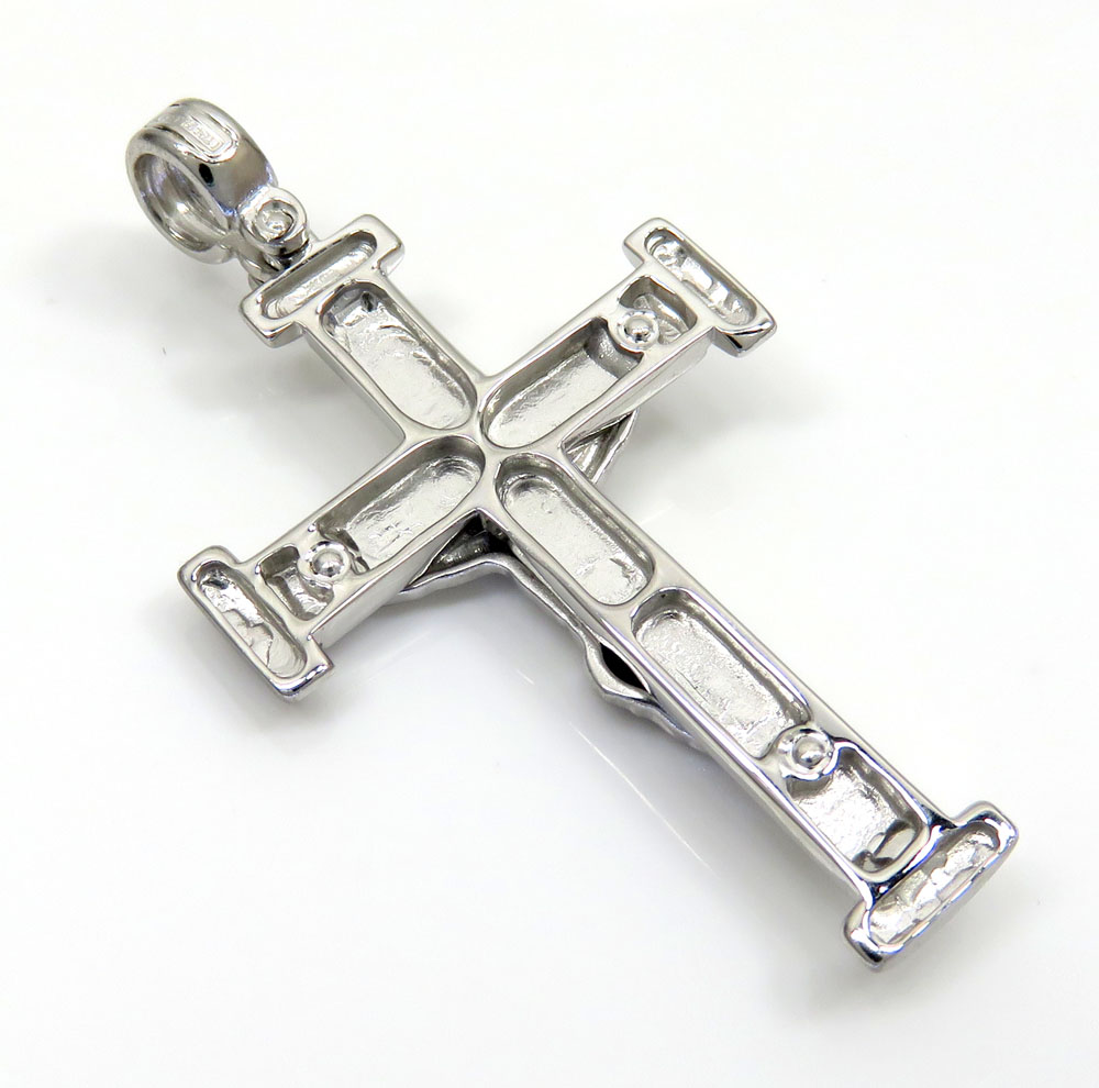 14k white gold bold italian jesus cross 