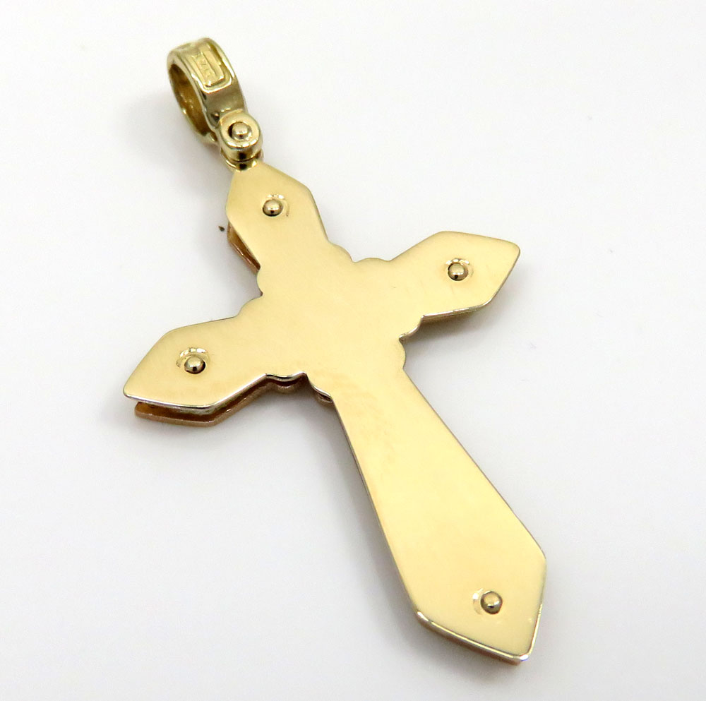 14k yellow and white gold 3d pop up cross 