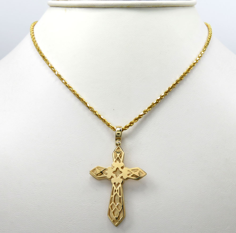 14k yellow and white gold 3d pop up cross 