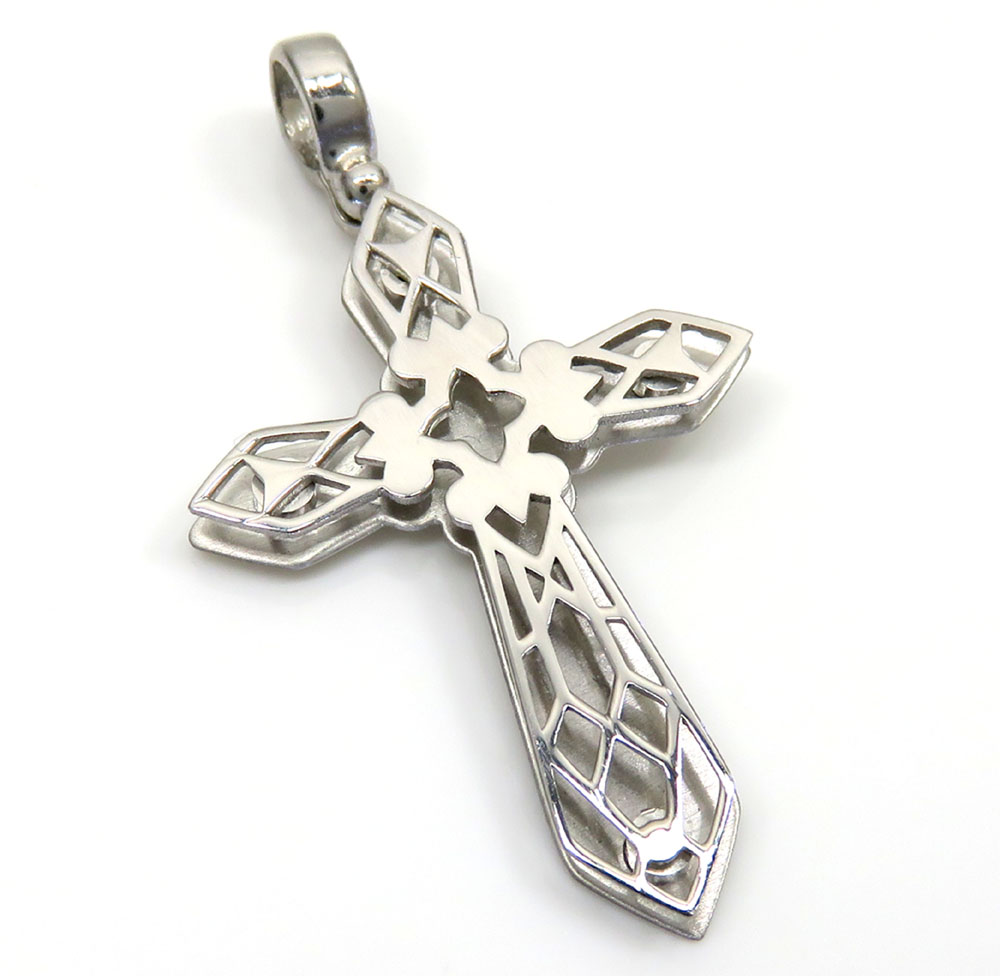 14k yellow and white gold 3d pop up cross 