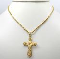 14k yellow and white gold 3d pop up cross 