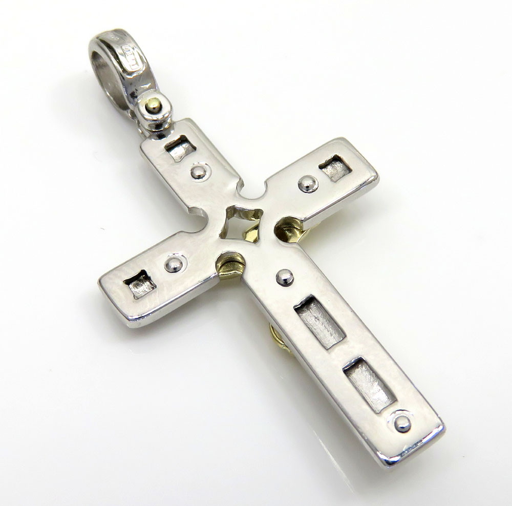 14k white and yellow gold two tone boxed cross 
