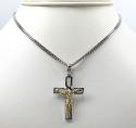 14k white and yellow gold two tone boxed cross 