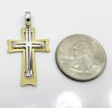 14k yellow and white gold two tone stacked cross 