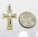 14k yellow and white gold two tone stacked cross 