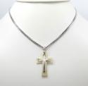 14k yellow and white gold two tone stacked cross 
