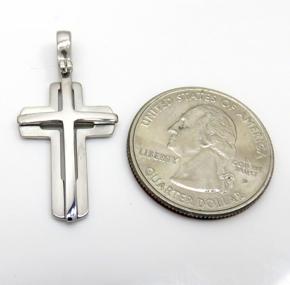 14k white gold stacked italian cross